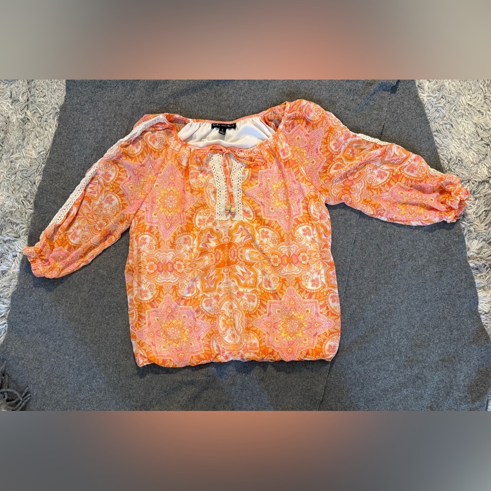 Sara Michelle Orange and Pink Blouse